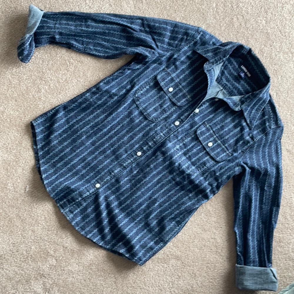 Land’s End cotton stretch denim button up